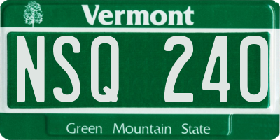 VT license plate NSQ240