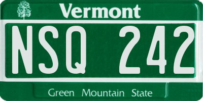 VT license plate NSQ242