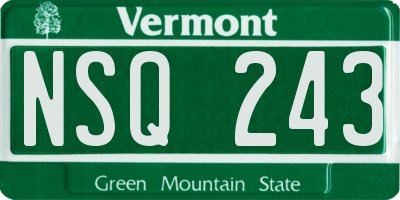 VT license plate NSQ243