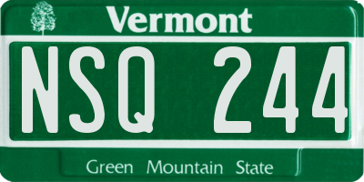 VT license plate NSQ244