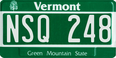 VT license plate NSQ248