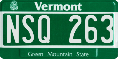 VT license plate NSQ263