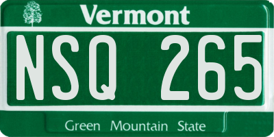 VT license plate NSQ265