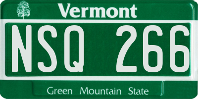 VT license plate NSQ266