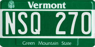 VT license plate NSQ270