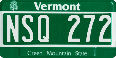 VT license plate NSQ272