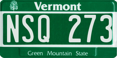 VT license plate NSQ273