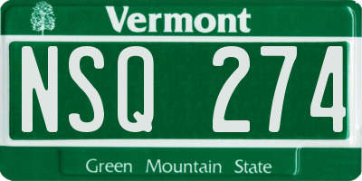 VT license plate NSQ274