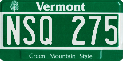 VT license plate NSQ275