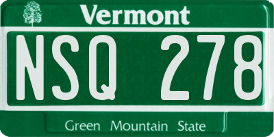 VT license plate NSQ278