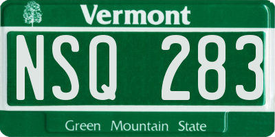 VT license plate NSQ283