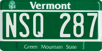 VT license plate NSQ287