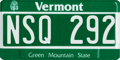 VT license plate NSQ292