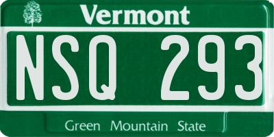 VT license plate NSQ293