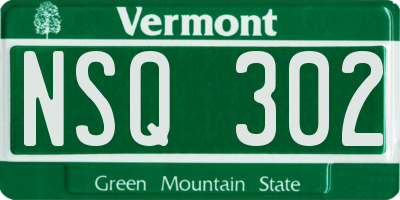 VT license plate NSQ302