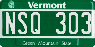 VT license plate NSQ303