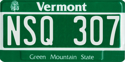 VT license plate NSQ307