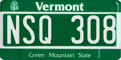VT license plate NSQ308