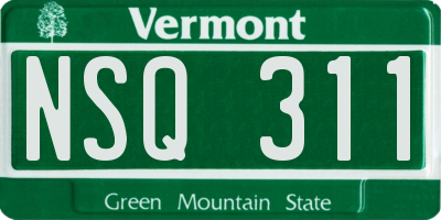 VT license plate NSQ311