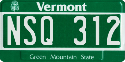 VT license plate NSQ312