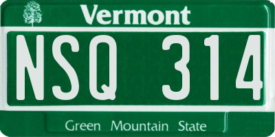 VT license plate NSQ314