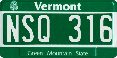 VT license plate NSQ316