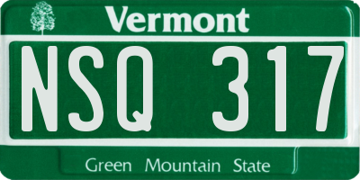 VT license plate NSQ317