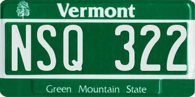 VT license plate NSQ322
