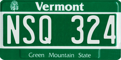 VT license plate NSQ324