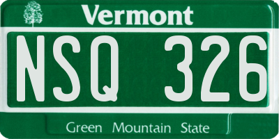VT license plate NSQ326