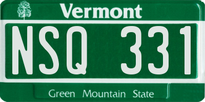 VT license plate NSQ331