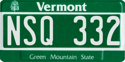 VT license plate NSQ332
