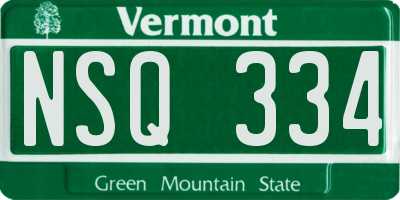 VT license plate NSQ334