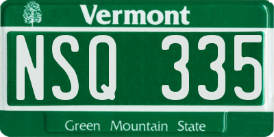 VT license plate NSQ335