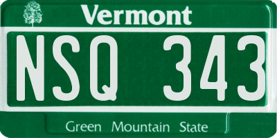 VT license plate NSQ343