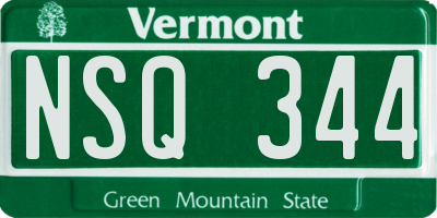 VT license plate NSQ344