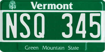VT license plate NSQ345