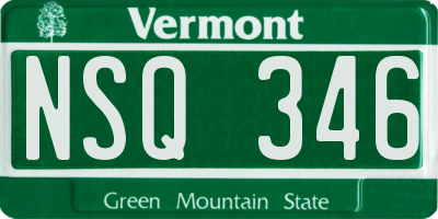 VT license plate NSQ346