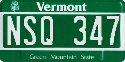 VT license plate NSQ347