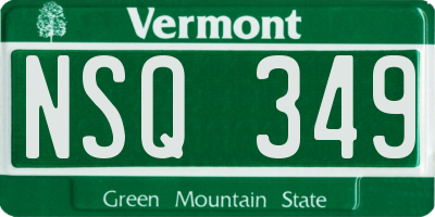 VT license plate NSQ349