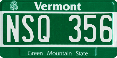 VT license plate NSQ356
