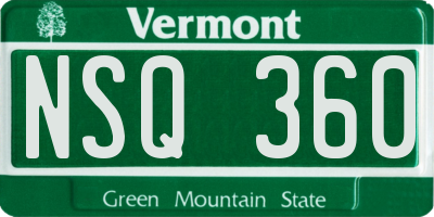 VT license plate NSQ360