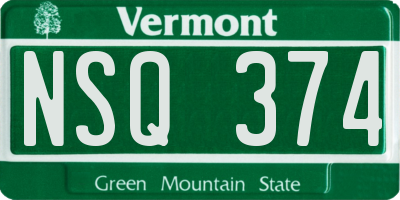 VT license plate NSQ374