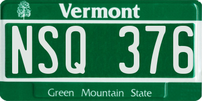 VT license plate NSQ376