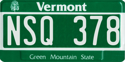 VT license plate NSQ378