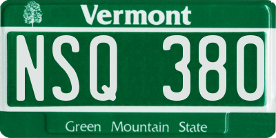 VT license plate NSQ380