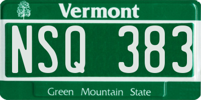 VT license plate NSQ383
