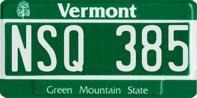VT license plate NSQ385