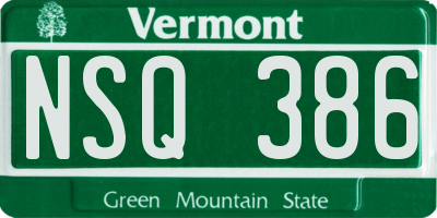 VT license plate NSQ386