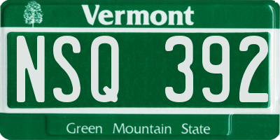 VT license plate NSQ392